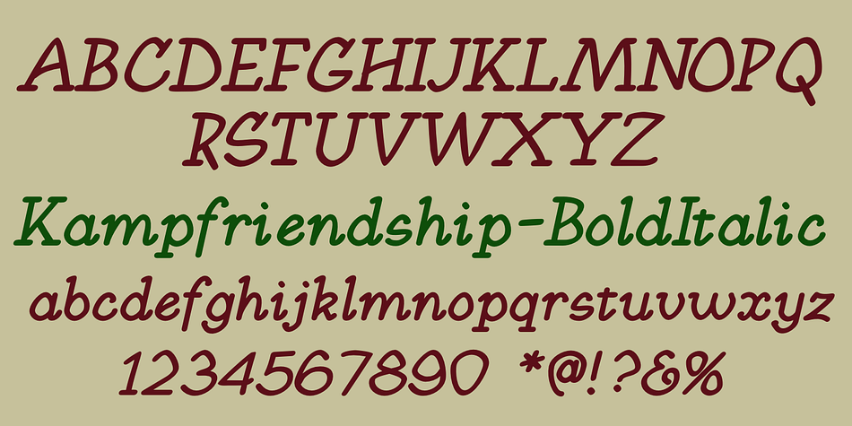 Displaying the beauty and characteristics of the KampFriendship font family.