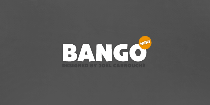 Bango is a lively, heavyweight unicase font with a strong cartoon feel.