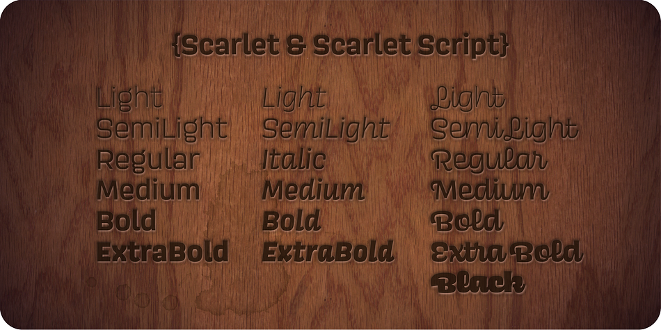 Scarlet font family example.