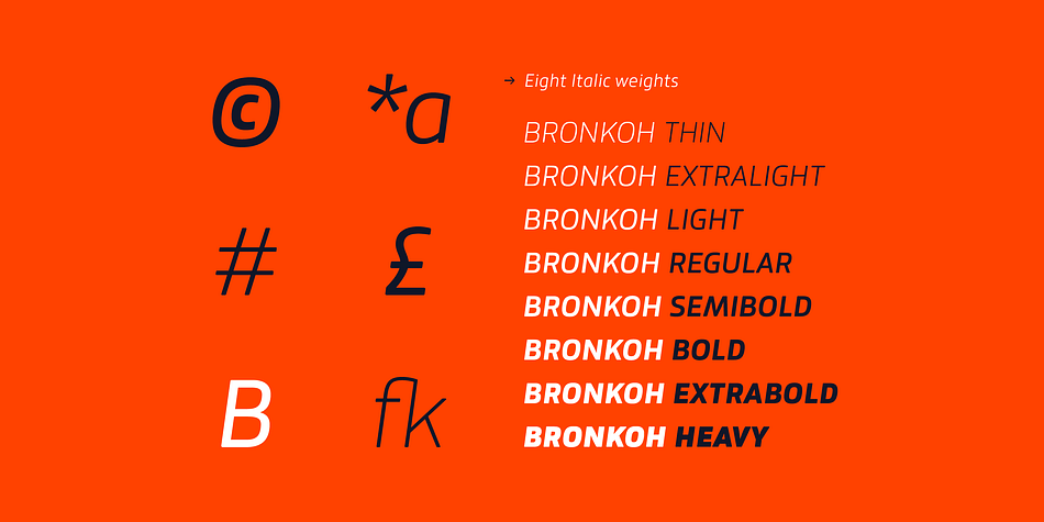 Emphasizing the popular Bronkoh font family.