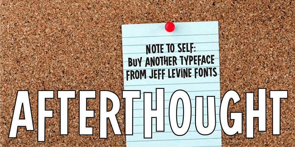Afterthought JNL is a light, bouncy and playful typeface – perfect for any project that exudes a fun or casual theme.