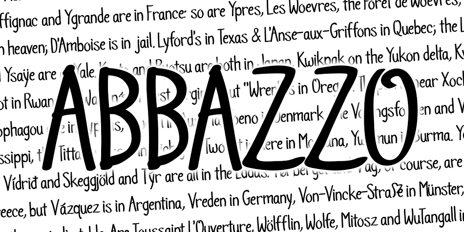 Displaying the beauty and characteristics of the Abbazzo Comic font family.
