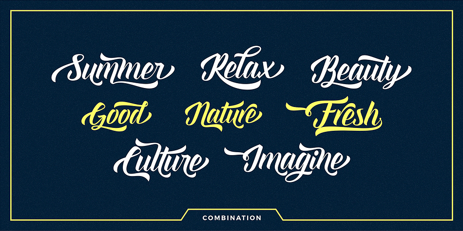 The font includes Opentype stylistic alternates, standard ligatures, ornament and multilingual support.