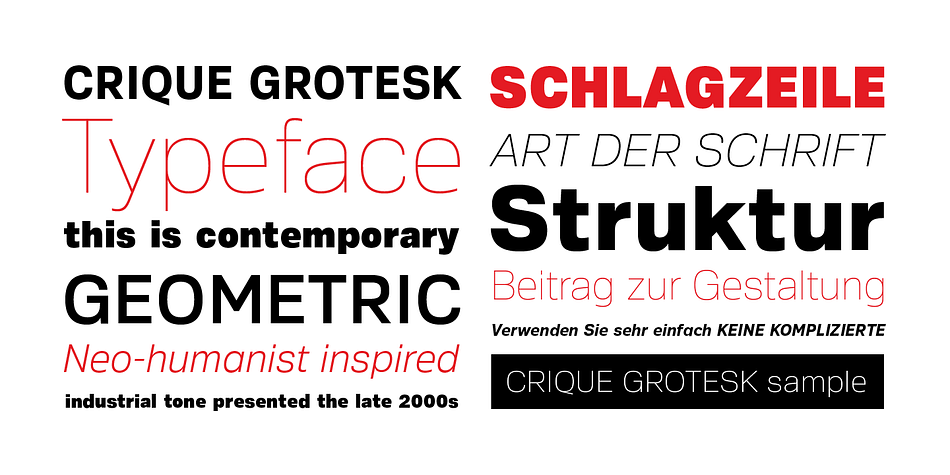 The font family is composed of both normal and display widths in order to support different design applications.