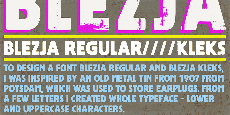 Blezja font family sample image.