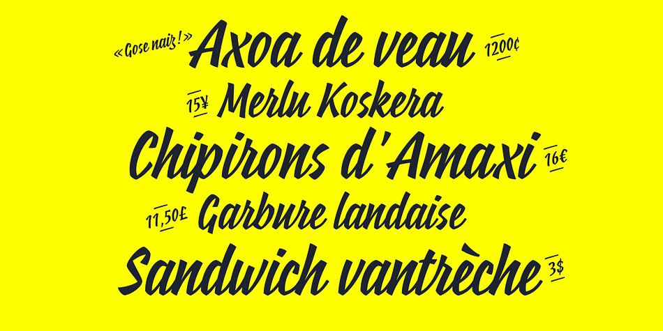 Suzee FY font family example.