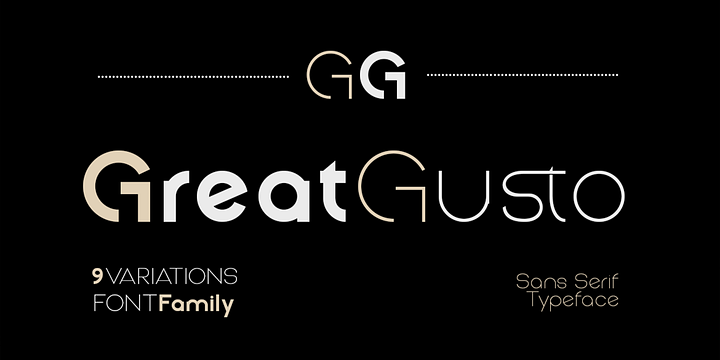 Great Gusto  font family by Groens