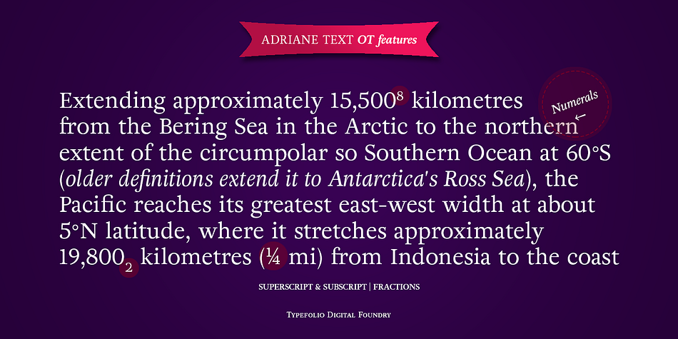 The degree of inclination for the uppercase and lowercase characters are slightly different, offering an enhanced visual rhythm in the text settings.