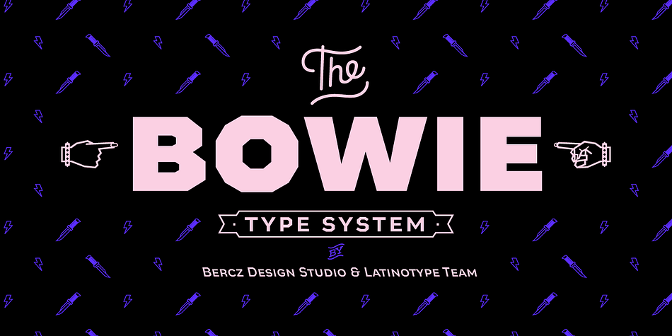 The name of this typeface comes from the surname of James (Jim) Bowie, American pioneer and inventor of the famous Bowie knife.