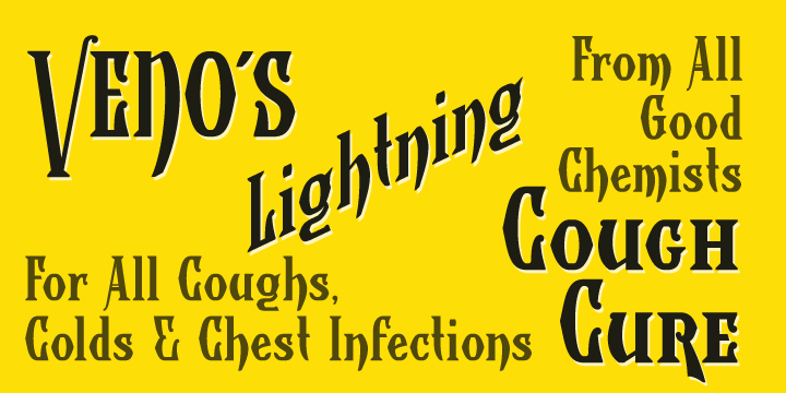This family of three typefaces (Regular, Small Capitals and Capitals) was inspired by a line of lettering seen on a late 19th Century enamel advertisement made by Chromo of Wolverhampton (hence the family name).