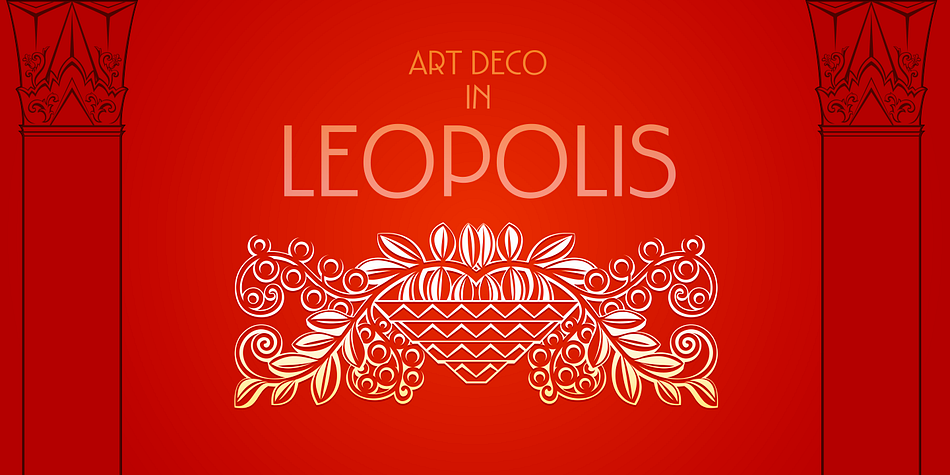 Ornamental Deco 2D font family sample image.