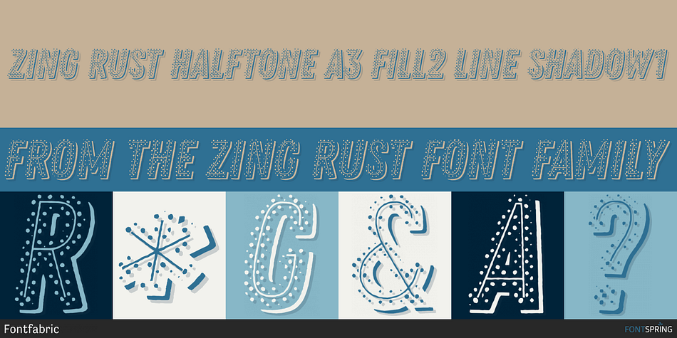 Zing Rust Halftone A3 Fill2 Line Shadow1 Font