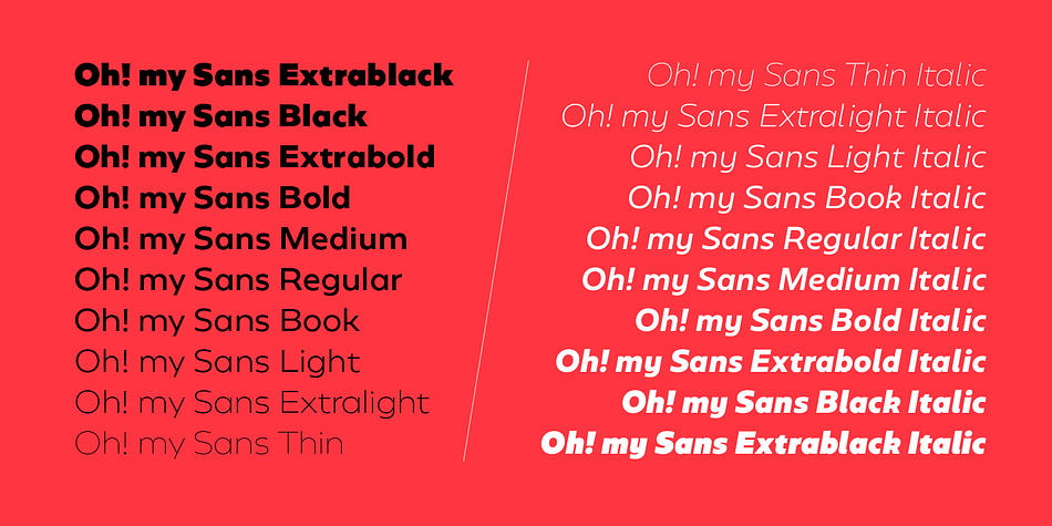 Geometrica comes in 10 weights plus italics-each variant with 560 glyphs-and contains a number of OpenType features that allow you to create very 