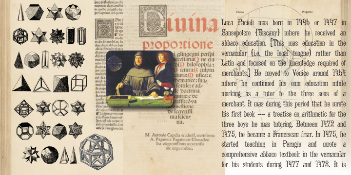 Divina Proportione font family sample image.