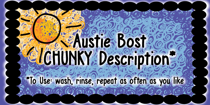 Austie Bost Chunky Description is a clean, chunky font, perfect for labeling, making lists, clearly labeling envelopes.