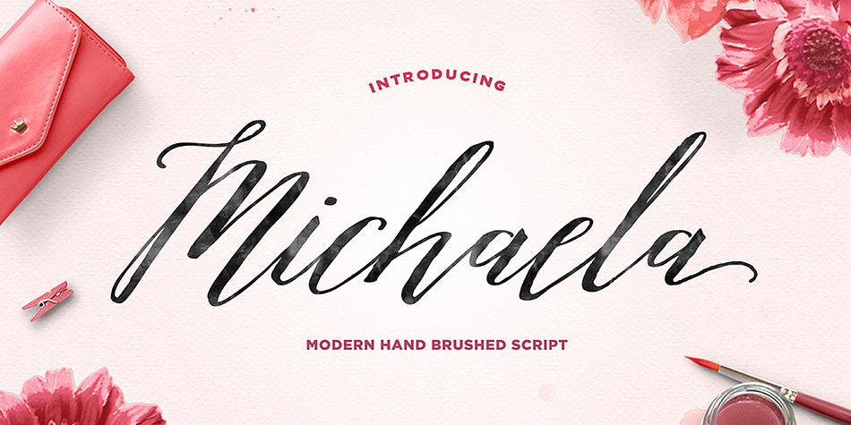 Michaela font family sample image.