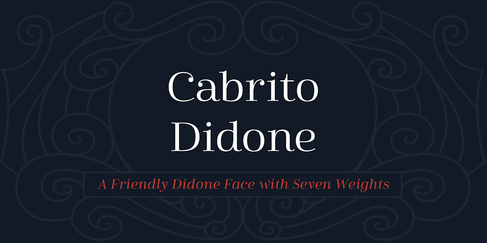 A graceful kid if ever you’ve seen one, Cabrito Didone joins the Cabrito family of fonts--a family designed to provide young infants with clear recognition of letter forms. The original letters were released as part of the children’s book about fonts, The Clothes Letters Wear.