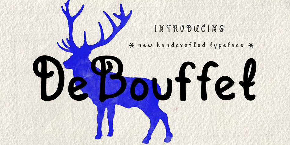 DeBouffet is a decorative, handmade font, it offers 2 alternates for each letter and number.