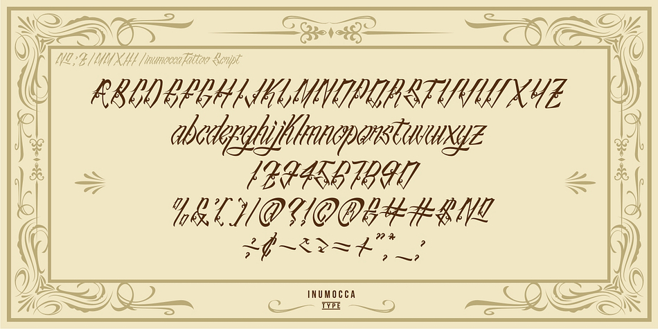 Displaying the beauty and characteristics of the inuTattoo font family.