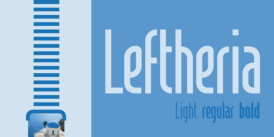 Leftheria structure is designed from the Greek order Ionic columns and their capitals, is a condensed typography with vertical emphasis.
