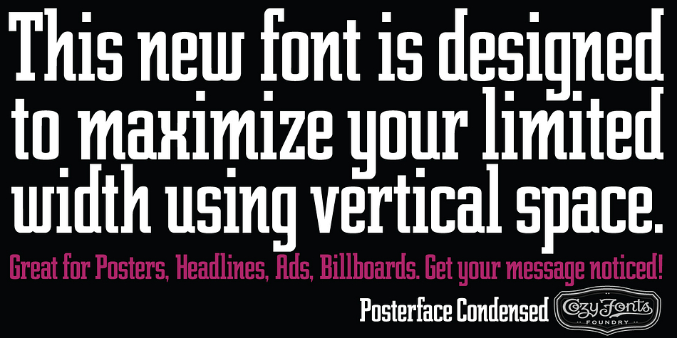 Posterface font family sample image.