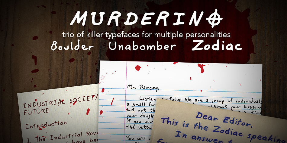 Murderino Font - trio of killer fonts bundle