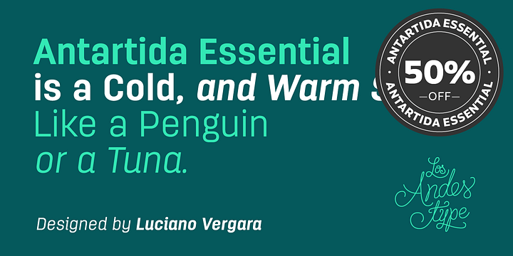Antartida Essential font family by Los Andes Type