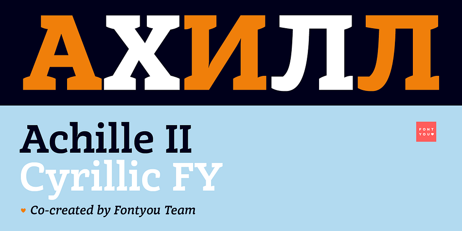 Displaying the beauty and characteristics of the Achille II Cyr FY font family.