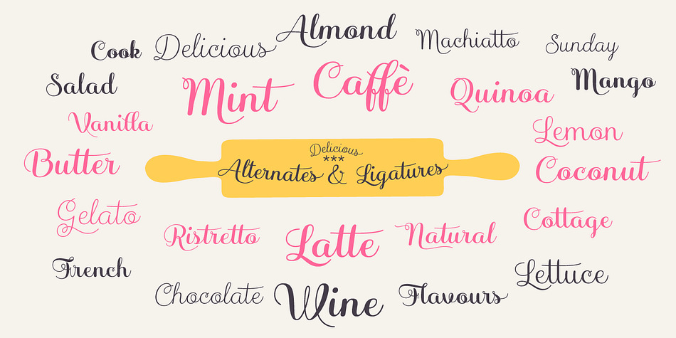 Displaying the beauty and characteristics of the Sabores Script font family.