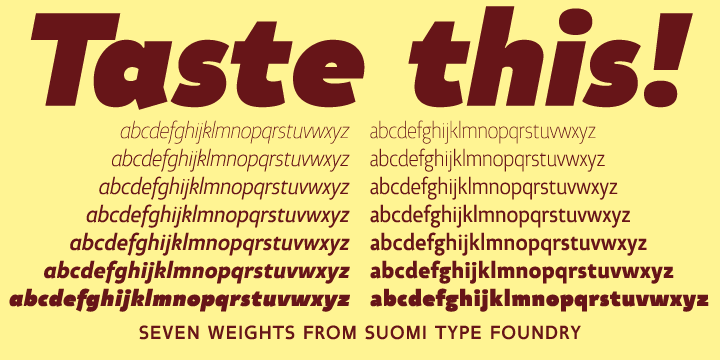 Displaying the beauty and characteristics of the Taste font family.