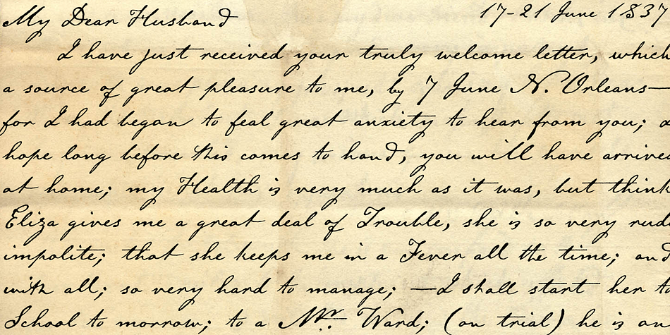 Specimens were letters dating from 1837 until 1851, the year of her death at 56.