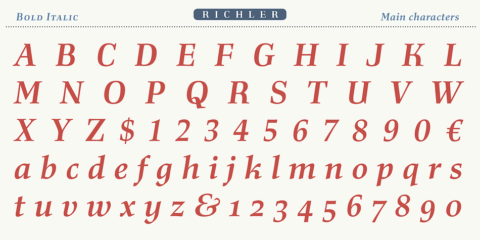 Richler PE is a serif and display serif font family.