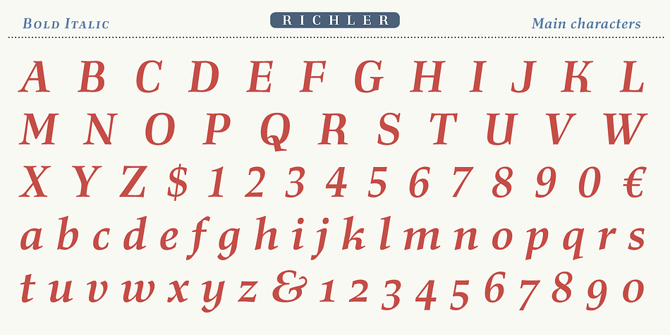 Richler PE is a serif and display serif font family.