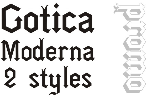Displaying the beauty and characteristics of the GoticaModerna font family.