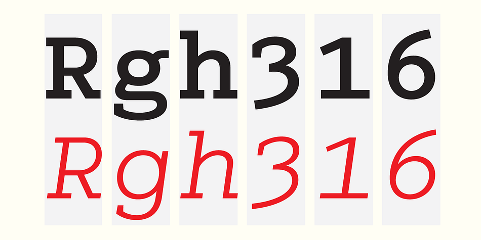 Colón Mono is a counterpart to Colón sub-family and consists of two weights of roman and alternative styles and matching italics respectably.