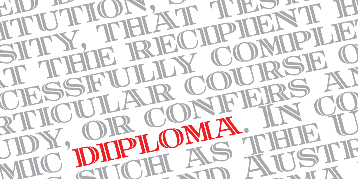 Diploma is a revival of Diplomat, a metal type made by the in-house team of Ludwig & Mayer and first published in 1964.