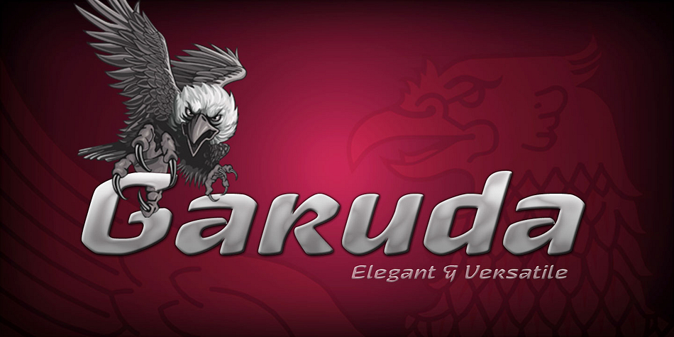 Garuda typeface, featuring the shape and style based on “Garuda Pancasila”, the state symbol of the Republic of Indonesia.