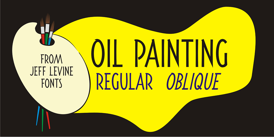 Oil Painting JNL is a casual and condensed hand-lettered sans serif design based on a vintage WPA (Works Progress Administration) poster advertising an oil painting exhibition by renowned artists of the time.