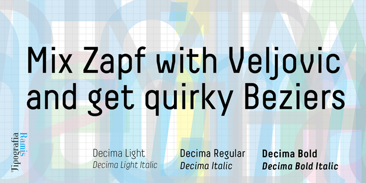 Displaying the beauty and characteristics of the Decima font family.