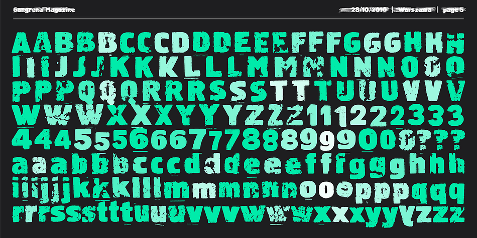 Displaying the beauty and characteristics of the Gangrena font family.