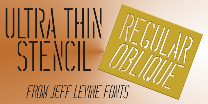 Displaying the beauty and characteristics of the Ultra Thin Stencil JNL font family.