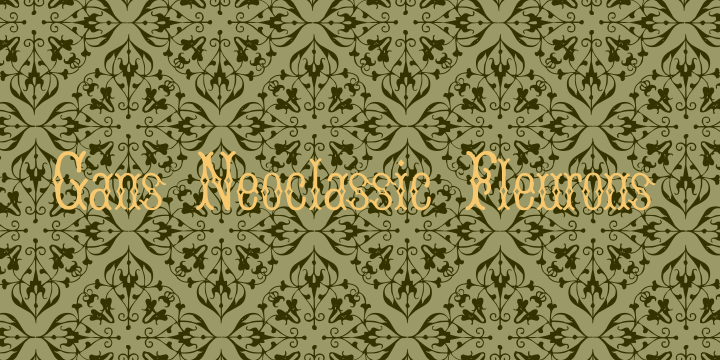 Displaying the beauty and characteristics of the Gans Neoclassic Fleurons font family.