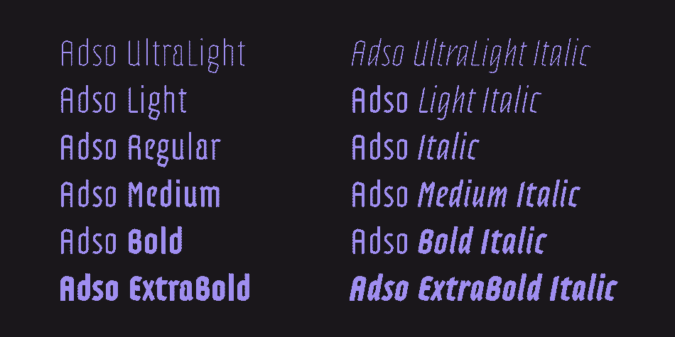 Combining the modernity of uncluttered shapes with the noble beauty of Blackletter structures, it is a robust yet refined display typeface.