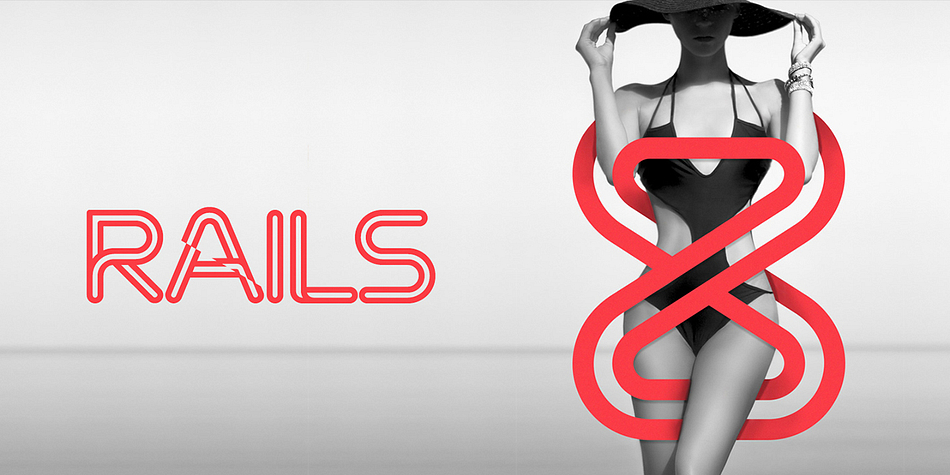 Rails is an experimental, retro, outline display typeface designed by Superfried.
