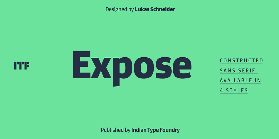 Expose is a constructed sans typeface for headlines and general editorial work.