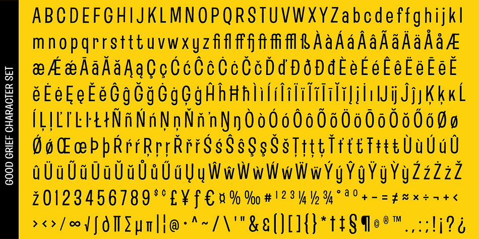 Highlighting the Good Grief PB font family.