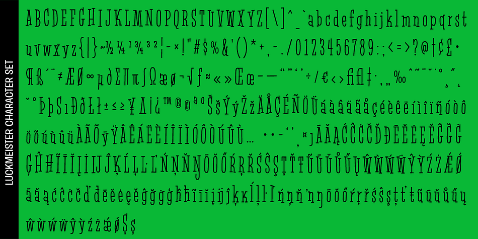 Highlighting the Luckmeister PB font family.