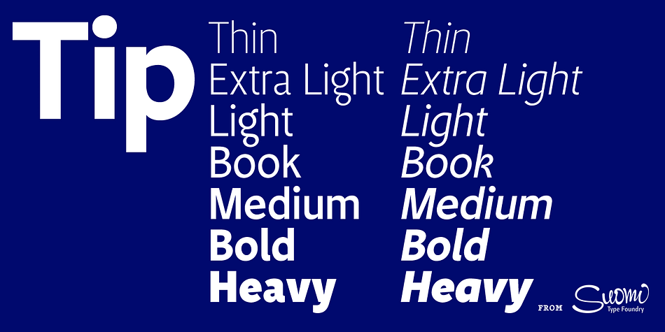 Displaying the beauty and characteristics of the Tip font family.