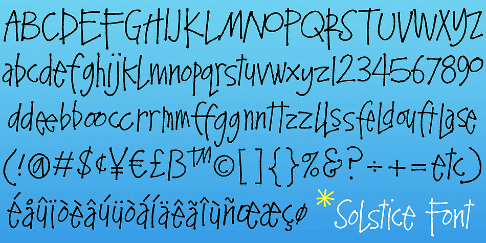 Solstice font family sample image.