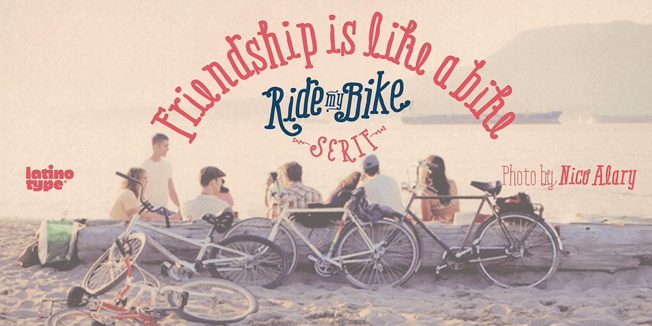 Ride my bike Serif is a fresh handmade typeface inspired by street style and the new culture that moves pedaling around the city.